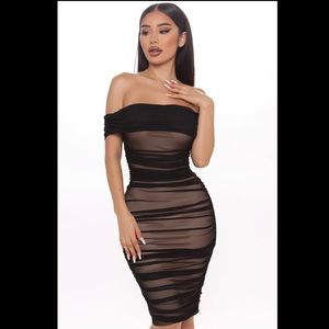 Ruched- mesh midi dress BNWOT